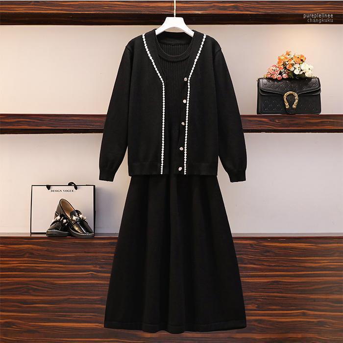 Large Size Women's Knitted Suit Two-piece Cardigan Vest A-line Big Swing Dress Autumn Winter Survetement Femme 2 Piece Tracksuits
Large Size Women's Knitted Suit Two-piece Cardigan Vest A-line Big Swing Dress Autumn Winter Survetement Femme 2 Piece Tracksuits