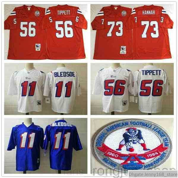 

NCAA 1984 Retro #56 Andre Tippett Vintage Football Jersey Stitched #73 John Hannah #11 Drew Bledsoe Blue Red White Jerseys Shirts S-3XL, As picture