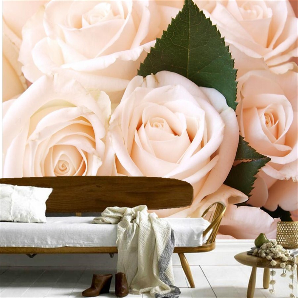 Custom 3D large mural,Pure and fresh white roses wallpaper hotel coffee shop living room tv sofa background bedroom wallpaper