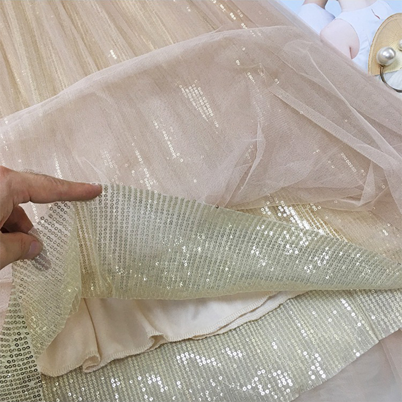 Spring Summer Skirts Women Korea Long Tulle Sequined Pleated A Line Midi Chic High Waist Female 220317