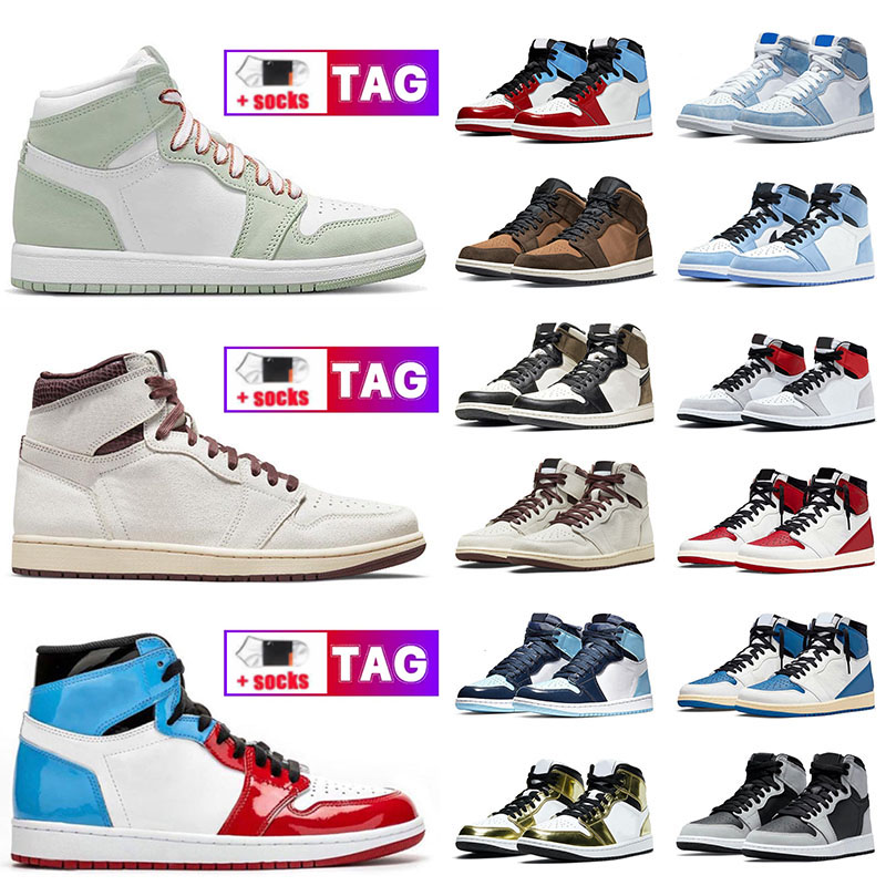 High Quality Mens 1s High OG Basketball Shoes Jumpman 1 Vintage UNC Heritage Brotherhood Element Light Bone Seafoam Rebellionaire Sneakers Designer Trainrs 36-47, A93 36-46 high element black particle gr
High Quality Mens 1s High OG Basketball Shoes Jumpman 1 Vintage UNC Heritage Brotherhood Element Light Bone Seafoam Rebellionaire Sneakers Designer Trainrs 36-47, A93 36-46 high element black particle gr