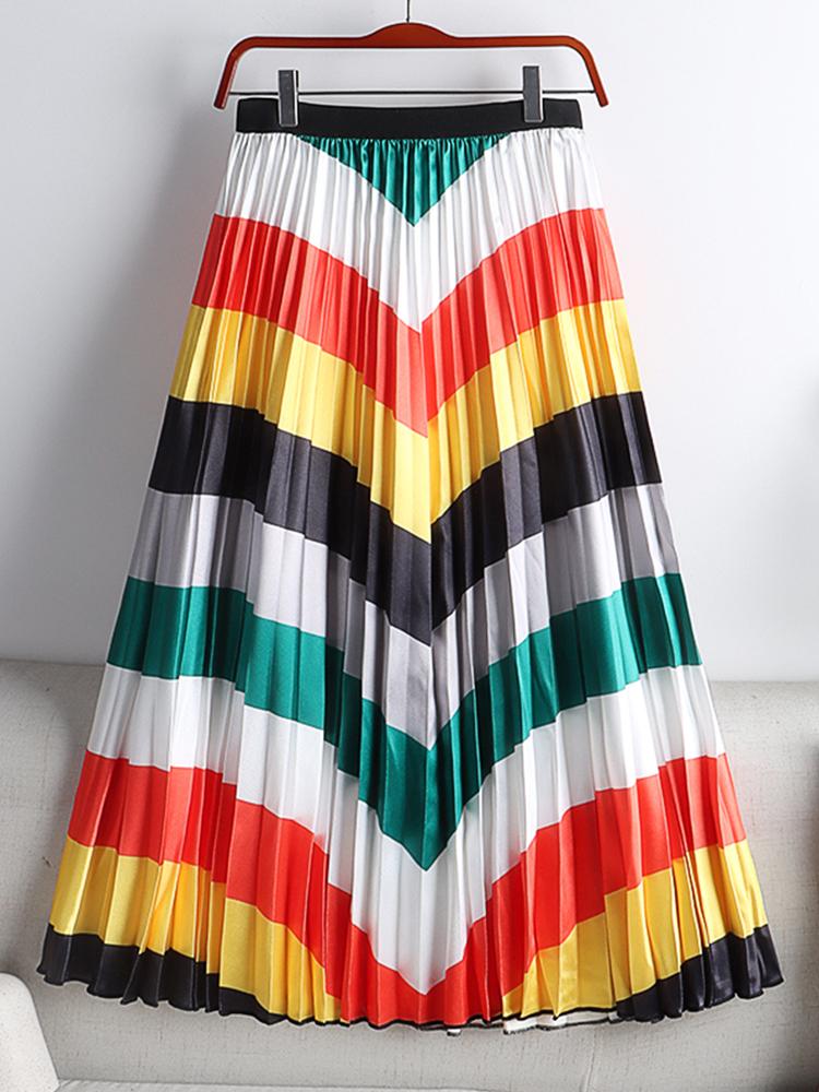Skirts TIGENA Contrast Rainbow Striped Midi Long Skirt For Women 2022 Spring Print A Line High Waist Pleated Mid-length Female, Green
Skirts TIGENA Contrast Rainbow Striped Midi Long Skirt For Women 2022 Spring Print A Line High Waist Pleated Mid-length Female, Green