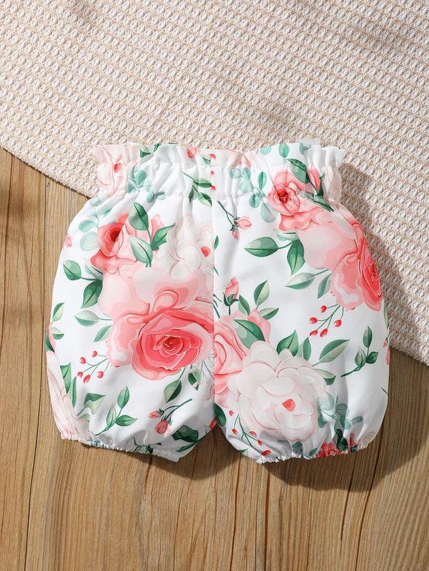 Baby Allover Floral Print Bow Shorts SHE01