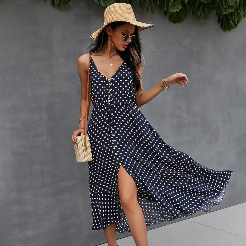 Casual Dresses Vintage Polka Dots Long Dress Sexy Sleeveless Straps Boho Beach Maxi Fashion V-Neck Summer Robe For Women 2022, Green
Casual Dresses Vintage Polka Dots Long Dress Sexy Sleeveless Straps Boho Beach Maxi Fashion V-Neck Summer Robe For Women 2022, Green