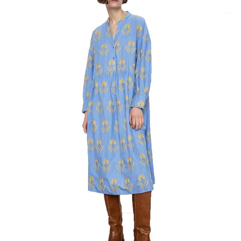Casual Dresses 2022 Women Elegant Printed Midi Dress Long Sleeve Front Button Female Chic Office Wear Loose Pleated Plus Size Vestidos, Blue
Casual Dresses 2022 Women Elegant Printed Midi Dress Long Sleeve Front Button Female Chic Office Wear Loose Pleated Plus Size Vestidos, Blue