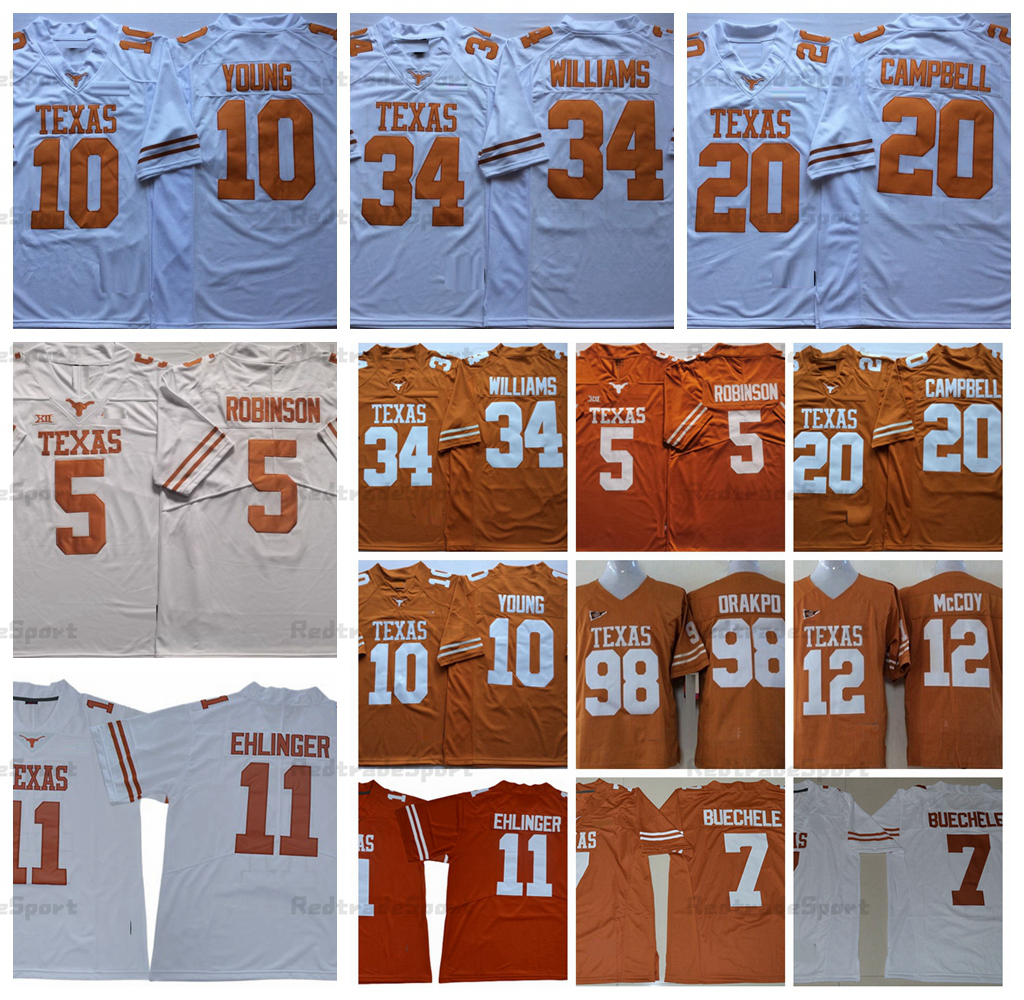 NCAA Texas Longhorns 5 Bijan Robinson 10 Vince Young College Football Jerseys 34 Ricky Williams 20 Earl Campbell Brian Orakpo Colt McCoy Sam Ehlinger 7 Shane Buechele, White 5
NCAA Texas Longhorns 5 Bijan Robinson 10 Vince Young College Football Jerseys 34 Ricky Williams 20 Earl Campbell Brian Orakpo Colt McCoy Sam Ehlinger 7 Shane Buechele, White 5