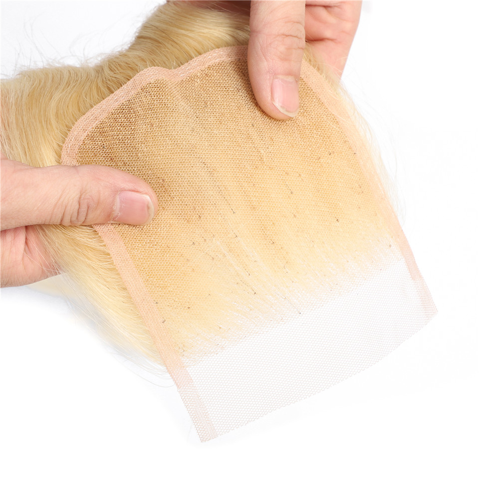 613 Blonde Human Hair Bundles with 4x4 Closure Brazilian Hair Weave Remy