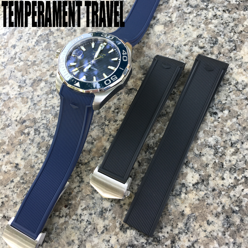 20mm 22mm Rubber Silicone Watch Strap Waterproof Bracelet Watchband for TAG HEUER AQUARACER 300 WAY201B CALIBRE 5 Accessories 220627