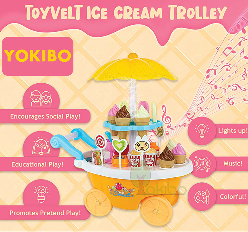 Kids Kitchen Play Toys for Girls Ice Cream Push Up Children Cooking Set Pretend For Boy 220725