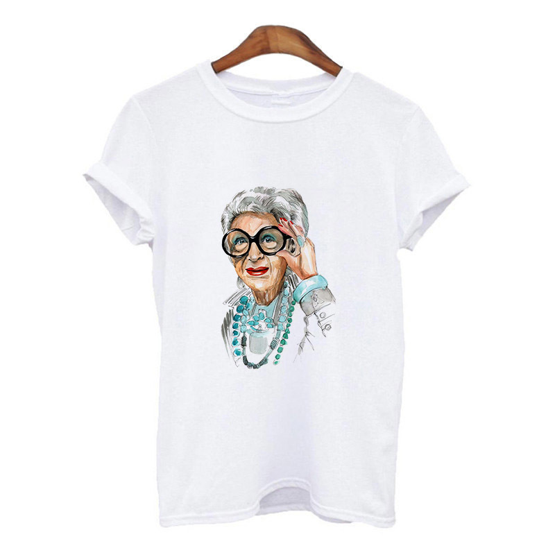 Harajuku Gothic Female Tshirt iris apfel illustration Print Short Sleeve Tops Tees 220628