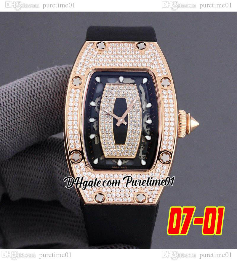 2022 Miyota Automatic Ladies Womens Watch 18K Rose Gold Paved Diamonds Case Skeleton Diamond Dial Black Rubber Super Edition Puretime01 E272-0701 
2022 Miyota Automatic Ladies Womens Watch 18K Rose Gold Paved Diamonds Case Skeleton Diamond Dial Black Rubber Super Edition Puretime01 E272-0701