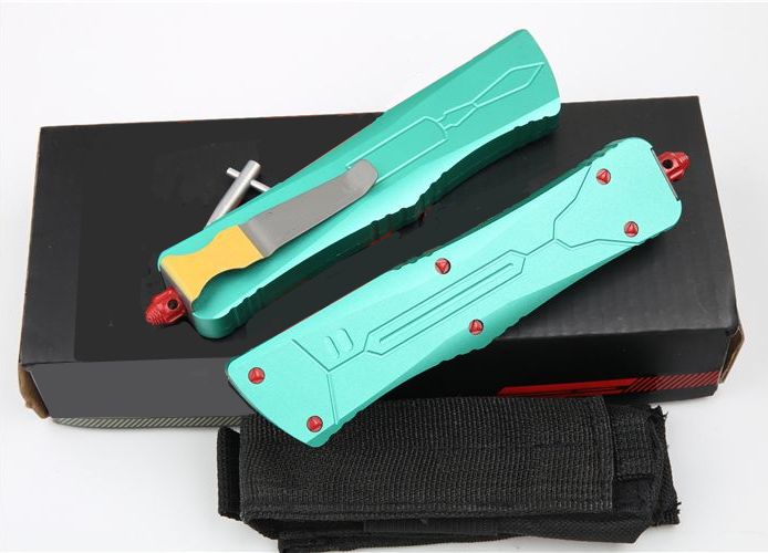 Tactical Dinosaur Hunter Pocket Knife D2 Blade Aviation Aluminum Handle Doublel Action Self Defense Rescue Fishing EDC Survival Tool Knives Xmas Gift