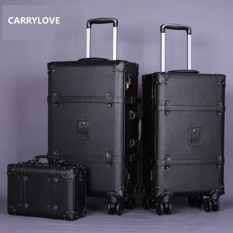 Suitcases CARRYLOVE High Quality Series 20/22/24inch Handbag And Rolling Luggage Vintage Commerce Travel Suitcase Air Boxes