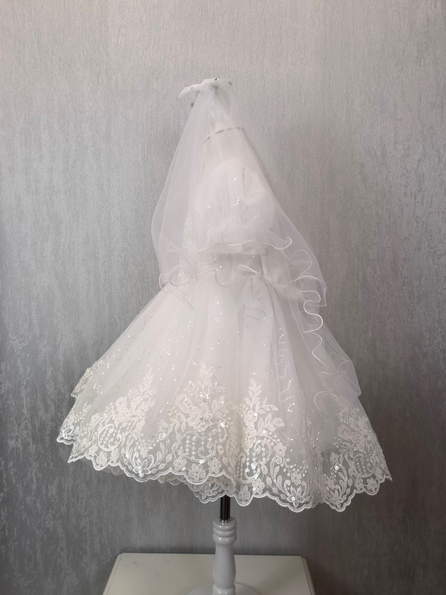 customized Kids Girls Wedding Dress with Headdress Dresses Fashion Children Girl party Bow clothing high quality h