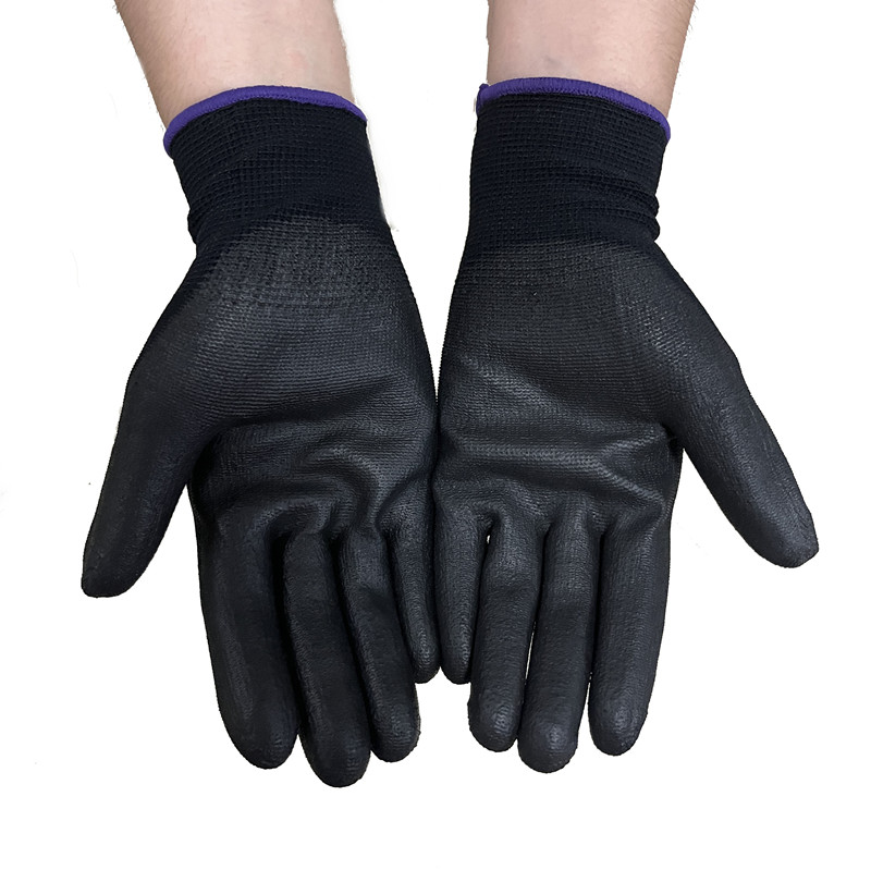 Gauges Work Gloves PU Coated Nitrile Safety Glove for Mechanic Working Nylon Cotton Palm Hand Protection EN388 OEM