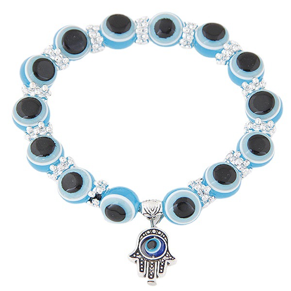 New Turkish Blue Evil Eye Beaded Strands Bracelets For Women Fashion Fatima Hand Charms Bracelet Evil Eyes Bangle Jewelry Accessories