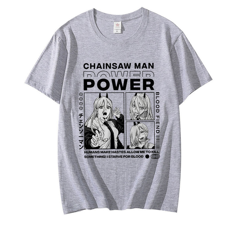 Chainsaw Man Denji Power Anime Fashion Prints Oversized T-shirt Women/Men T-shirts with Short Sleeves Casual Streetwear Tops 220616