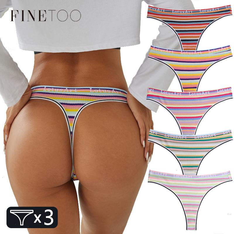 Finetoo 3pcs Set Women Rainbow Thongs M- Cotton Panties Comfortable Striped T-back Underwear Ladies Soft G-string Lingerie, Set 15
Finetoo 3pcs Set Women Rainbow Thongs M- Cotton Panties Comfortable Striped T-back Underwear Ladies Soft G-string Lingerie, Set 15