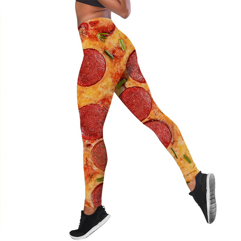 Women Leggings Gourmet Pizza Printed High Waist Elasticity Legging 3D Fashion Fitness Pant for Female Jogging Pants W220617