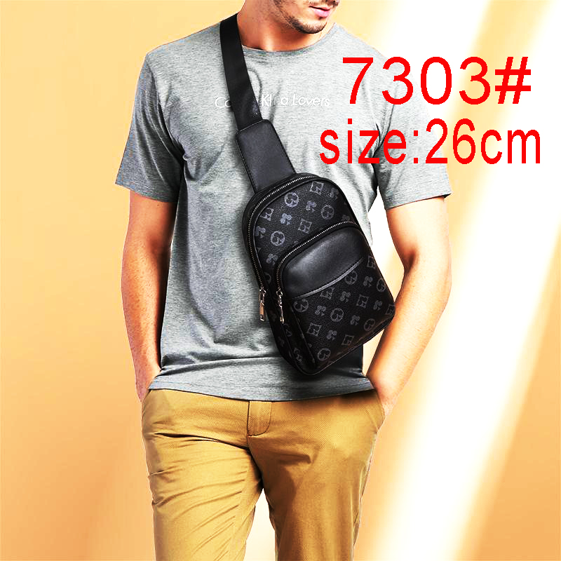 Fashion Men Handbag Cross body 7303 Backpack Shoulder bags satchels Messenger bags Black grid Designer Purse Mobile phone storage mens chest bag Man Handbags