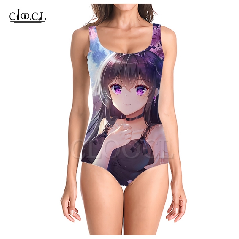 est Anime Girl 3D Print Girls Onepiece Swimsuit Bathing Suit Sleeveless Slim Sexy Women Swimwear 220617, One-piece swimsuit 1