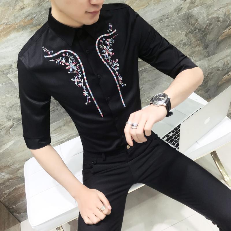 Top Quality Men Shirt Summer Slim Fit 3/4Sleeve Tuxedo Fashion Embroidery Night Club Dress Shirts Plus Size 3XL-M Men's Quin22, White
Top Quality Men Shirt Summer Slim Fit 3/4Sleeve Tuxedo Fashion Embroidery Night Club Dress Shirts Plus Size 3XL-M Men's Quin22, White