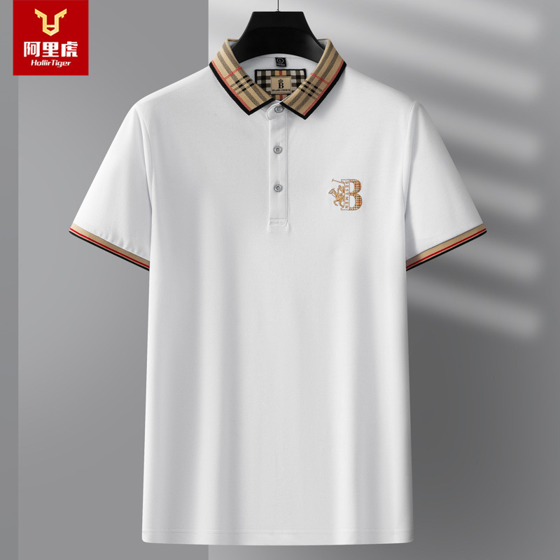Mens Summer t shirtSpot Embroidery Solid Color Shortsleeved Casual Fashion Business Polo Shirt 220615