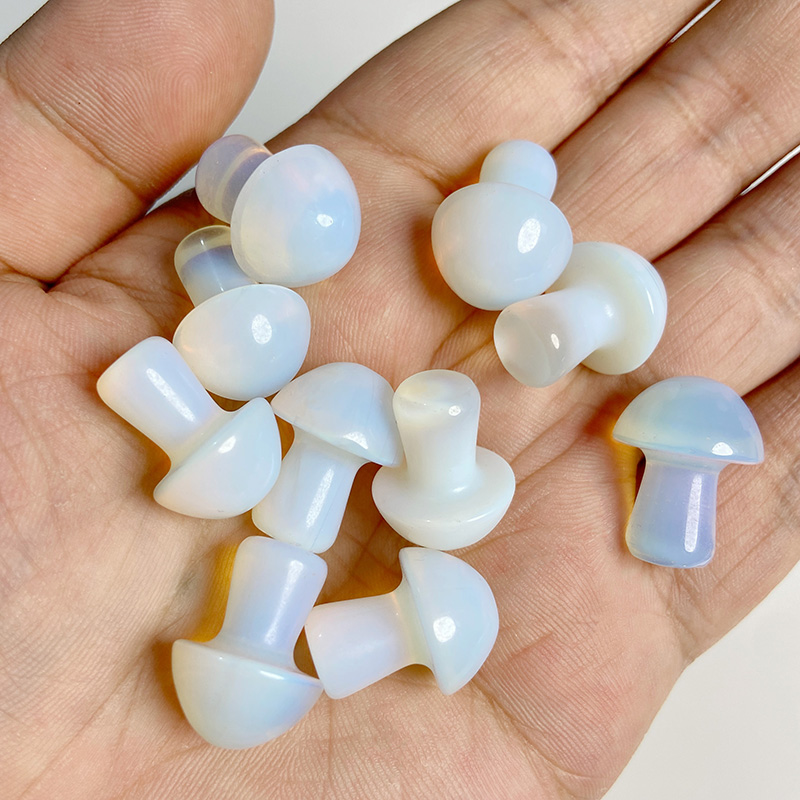 2cm Mini Mushroom Statue Natural Stone Carved Decoration Quartz Hand Polished Healing pink Crystal Reiki Trinket Gift Room Ornament