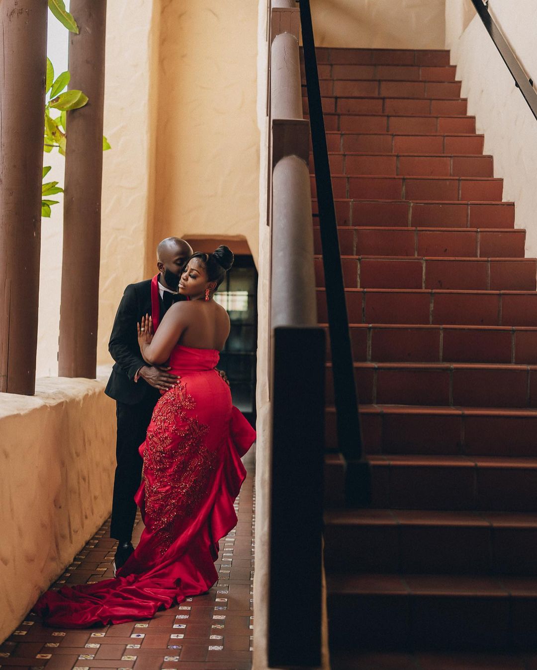 Plus Size Red African Mermaid Prom Dress Crystal Beading Tiered Train Sweet 15 16 Quinceanera Evening Dresses Birthday Party Special Occasion