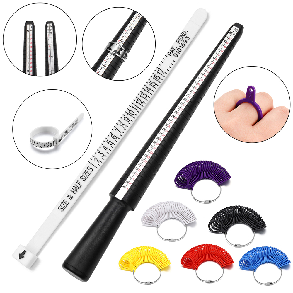 

Professional Measuring Gauge Finger Ring Stick Sizer Jewelry Tools Set Mandrel Plastic Ring Sizing Tool DIY Fashion