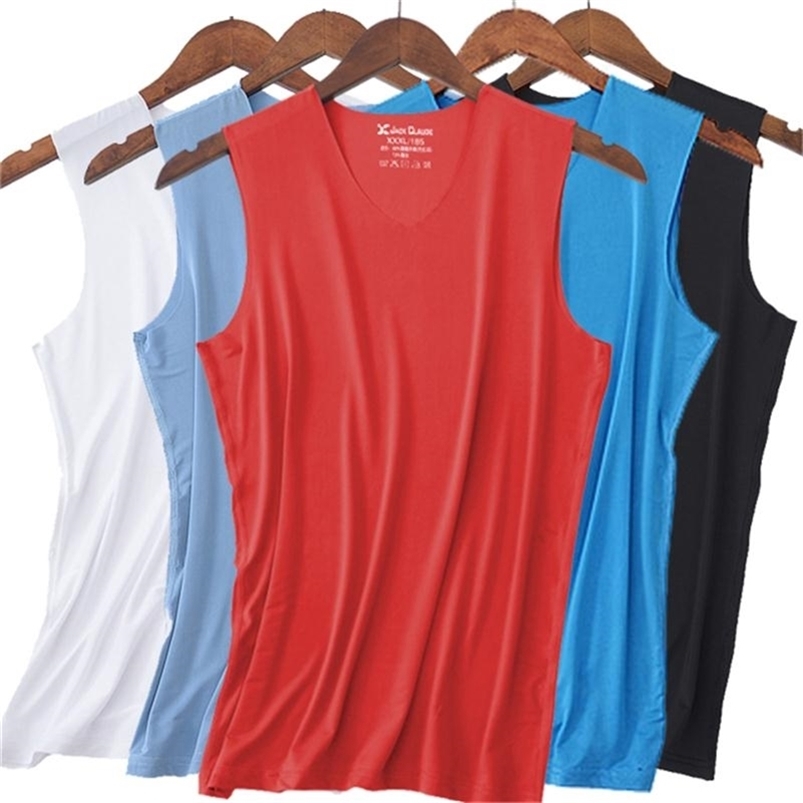 5Pcs Men Tank Tops Underwear Quick Drying Mens Undershirt Shirts Male Bodyshaper Fitness Wrestling Singlets Ice silk Big size 220601