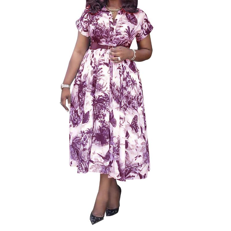 Ethnic Clothing Summer Fashion African Women Short Sleeve V-neck Printing Polyester Knee-length Dress Dresses For With BeltEthnic
Ethnic Clothing Summer Fashion African Women Short Sleeve V-neck Printing Polyester Knee-length Dress Dresses For With BeltEthnic