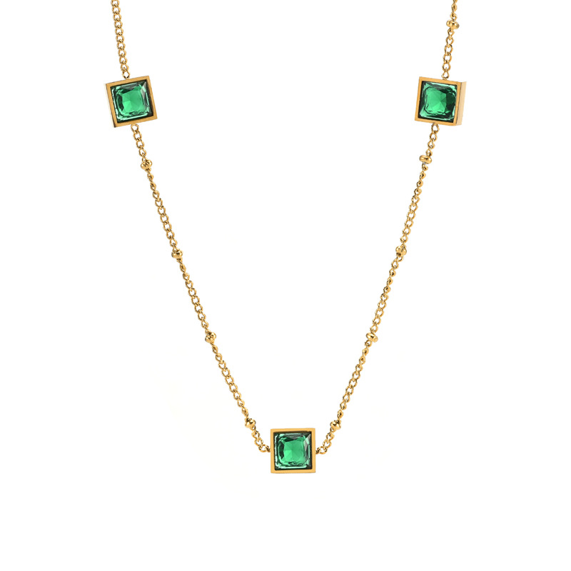 Emerald Gemstone Pendant Necklace Bracelet Engagement Jewelry for Women Gift