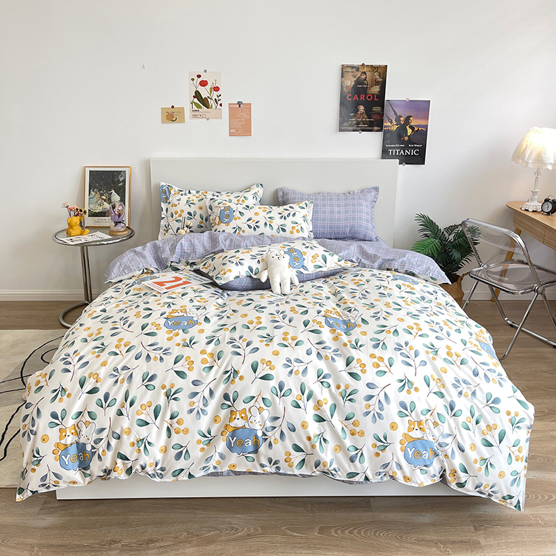 Lanjia Bedding Set Bed Linen Duvet And Pillowcase Home Flat Sheet Quilt Cover Comforter Case X Cm Bedclothes Couple Queen F Dfe