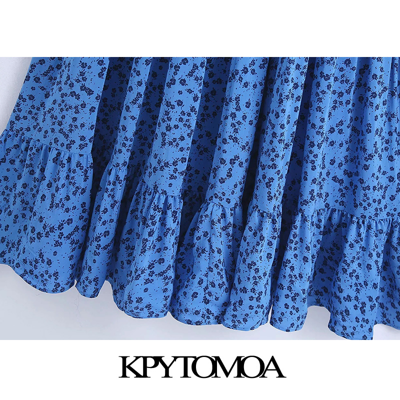 Women Chic Fashion Elastic Smocked Printed Midi Dress Vintage Straight Neck Straps Female Dresses Vestidos Mujer 220526