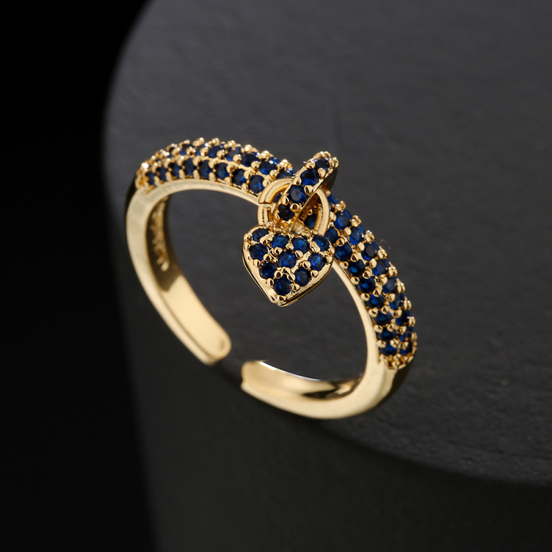 New Fashion Micro Pave Heart Charm Ring for Women Gift