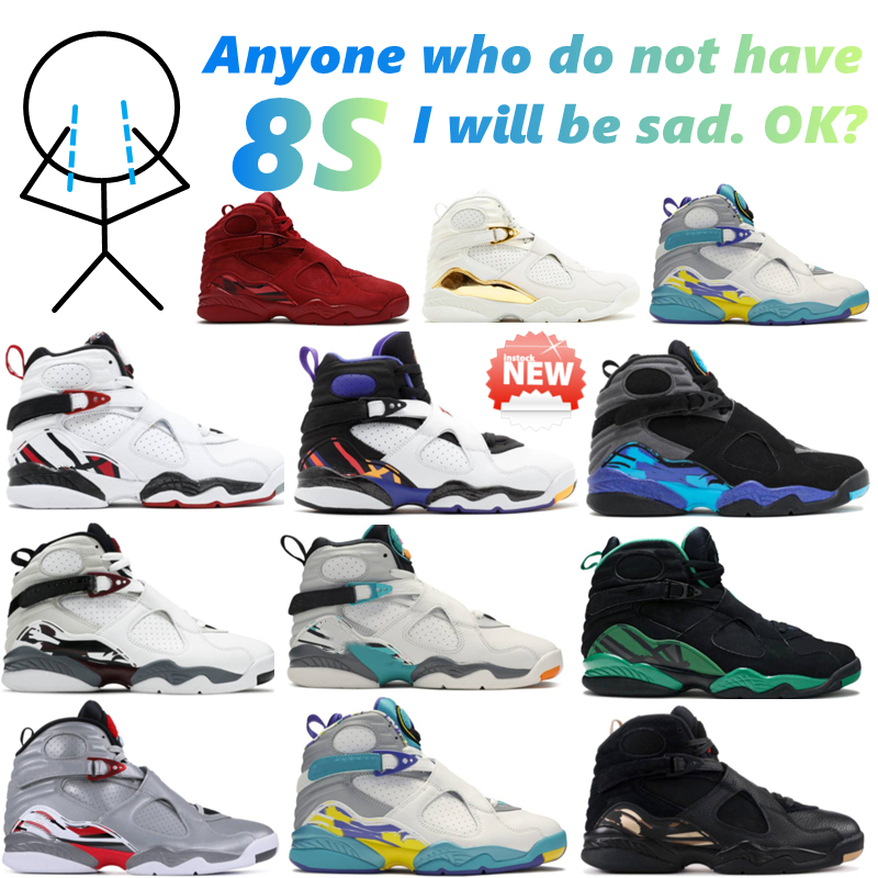 2022 Men 8s Basketball Shoes Aqua Black bred Tinker South Beach Three Peat 8 Trainers White Red trophy Multicolor Sneakers 40-47 with High Quality, Box
2022 Men 8s Basketball Shoes Aqua Black bred Tinker South Beach Three Peat 8 Trainers White Red trophy Multicolor Sneakers 40-47 with High Quality, Box