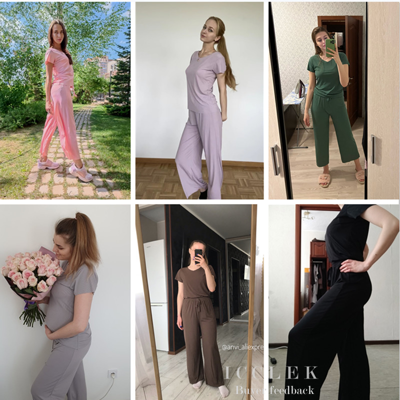 Female Home Clothes 2 Pieces Set Lady Home Suit Summer Women Lounge Wear Autumn Loose Homewear Suit for Women Pajamas Pants Set 220712