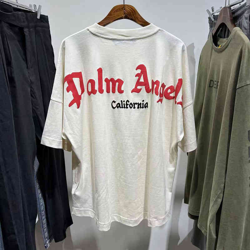 T-shirt Drop Shoulder Bat Sleeve! Palm Foam Letter Fashion Trendy Brand PalmAngel Loose Beige T-shirt for Men and Women, Creamy-white
T-shirt Drop Shoulder Bat Sleeve! Palm Foam Letter Fashion Trendy Brand PalmAngel Loose Beige T-shirt for Men and Women, Creamy-white