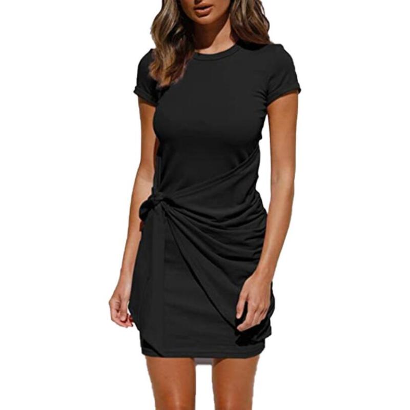 Plus Size Dresses Women's Summer Short Sleeve Cotton Solid Tie-up T-Shirt Dress Crew Neck Casual Female, Black
Plus Size Dresses Women's Summer Short Sleeve Cotton Solid Tie-up T-Shirt Dress Crew Neck Casual Female, Black