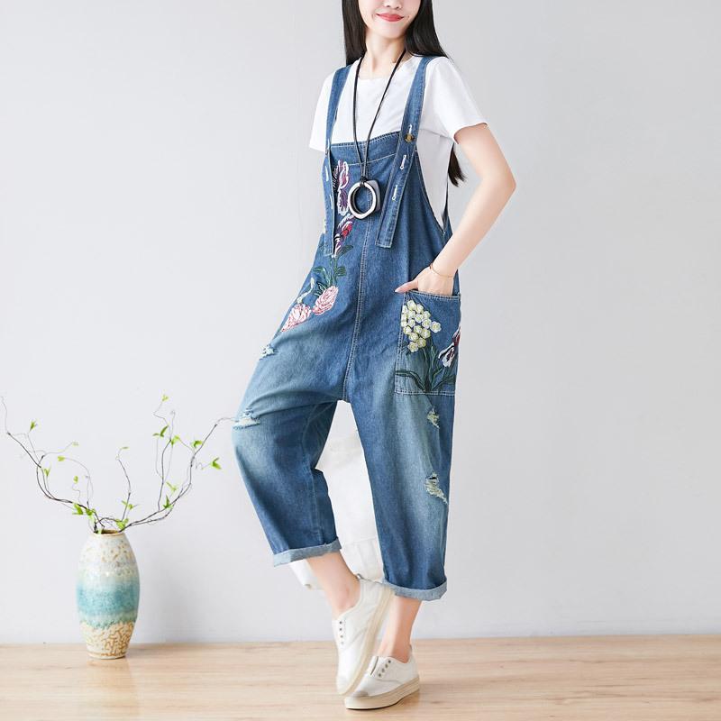 Women's Jumpsuits & Rompers Embroidery Denim Baggy Wide Leg Bodysuits Japanese Jean Overalls Drop Crotch Suspenders Pants Ripped Hole Romper, Blue
Women's Jumpsuits & Rompers Embroidery Denim Baggy Wide Leg Bodysuits Japanese Jean Overalls Drop Crotch Suspenders Pants Ripped Hole Romper, Blue