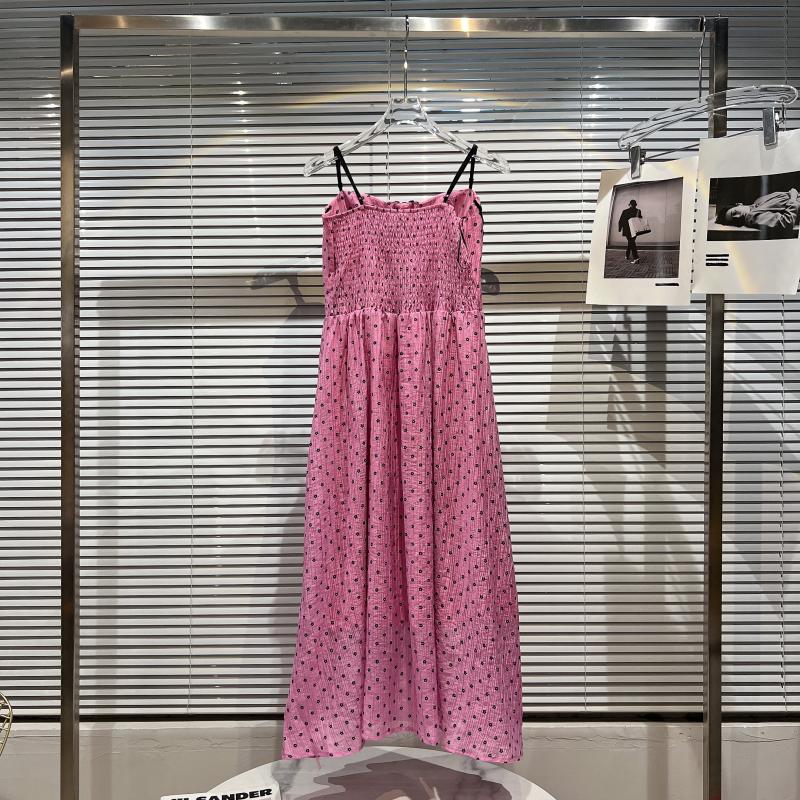 New design womens pink color flower print spaghetti strap padded high waist maxi long dress party vestidos SML