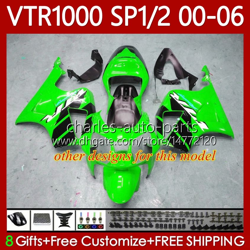 Body Kit For HONDA VTR1000 RTV1000 RC51 00 01 02 03 04 05 06 Bodywork 123No.62 VTR 1000 SP1 SP2 Red white green 2000 2001 2002 2003 2004 2005 2006 VTR - view 3