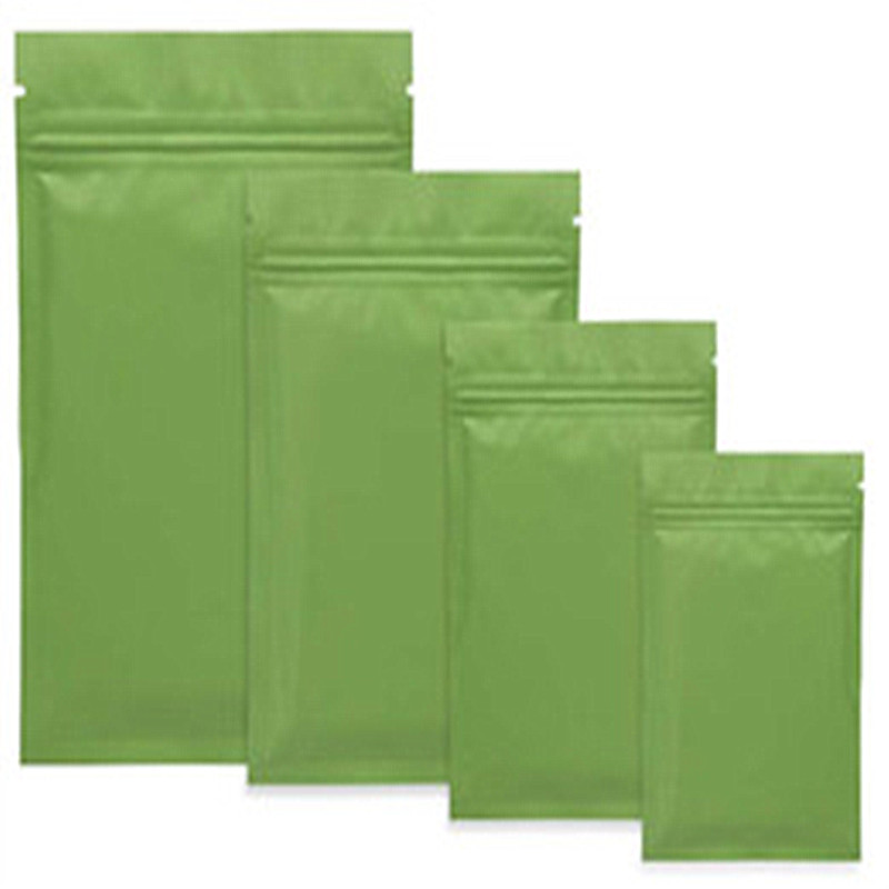 500pcs Matte Green Flat Aluminum Foil Zip Lock Bag Resealable Zipper Sugar Salt Snack Nuts Tea Coffee Beans Nail Beauty Xmas Gifts Packaging Printing 