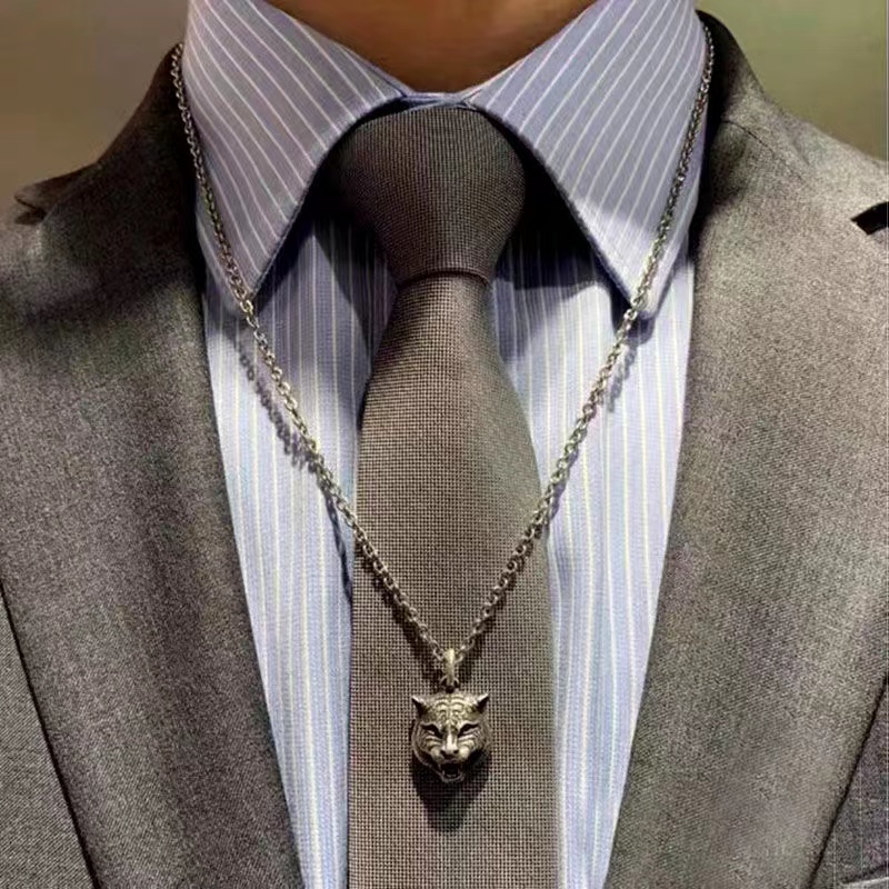 High quality Jewelry Italian design 925 silver G letter Pendant Necklace wolf cow Tiger animal Pendant men's and women's fashion accessories