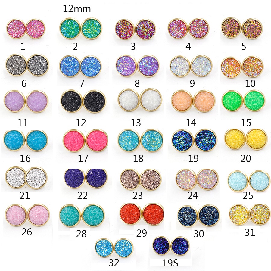 Round Gold Plated 12mm Resin Druzy Drusy Earrings Handmade Stud for Women Jewelry Men
Round Gold Plated 12mm Resin Druzy Drusy Earrings Handmade Stud for Women Jewelry Men