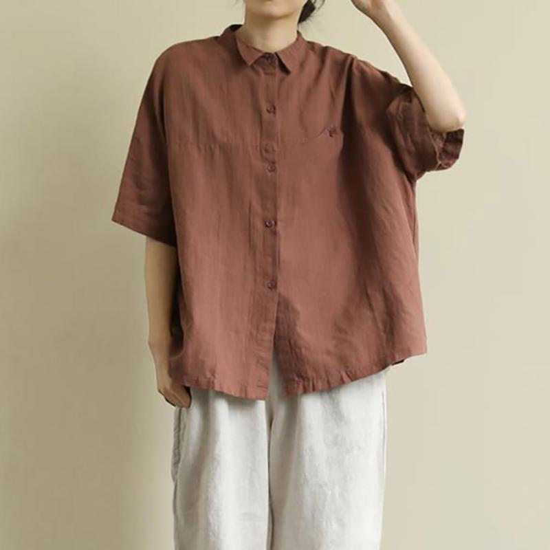 Women's Blouses & Shirts Large Size Loose Retro Literary Short-sleeve Shirt Summer Lapel Solid Color All-match Casual Breathable Women's, White
Women's Blouses & Shirts Large Size Loose Retro Literary Short-sleeve Shirt Summer Lapel Solid Color All-match Casual Breathable Women's, White