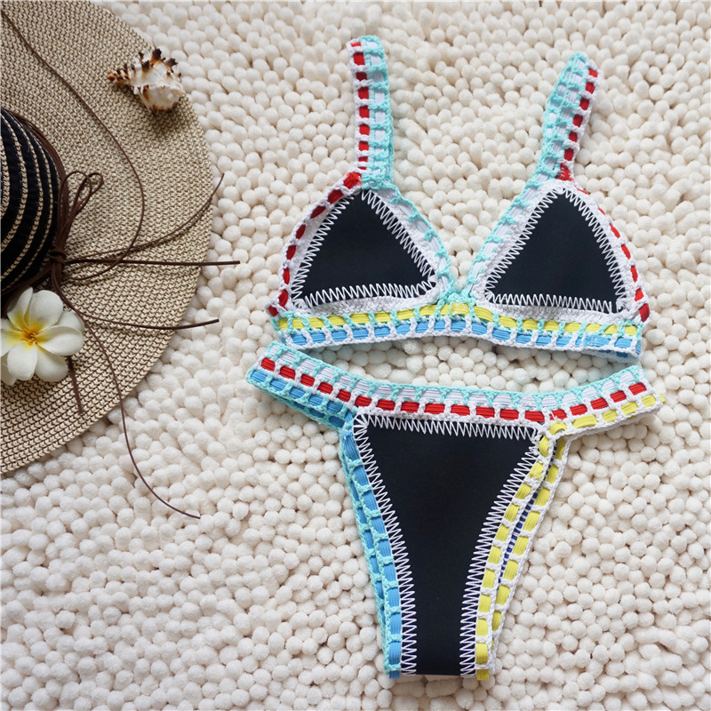 Women Bikini Set Reversible Swimwear Beachwear Sexy Low Waist Handmade Knit Swimsuit Female Bathing Suit Swimming 220611