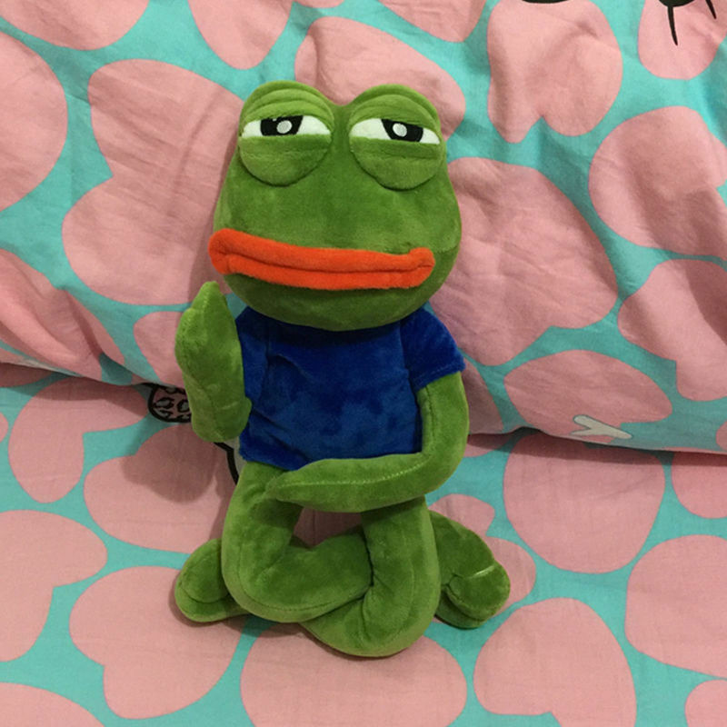 45cm Sad Frog Plush Toy Soft Stuffed Pillow Magic Expression Pepe The Sad Frog Animal Plush Doll Birthday GIfts For Kids 220712