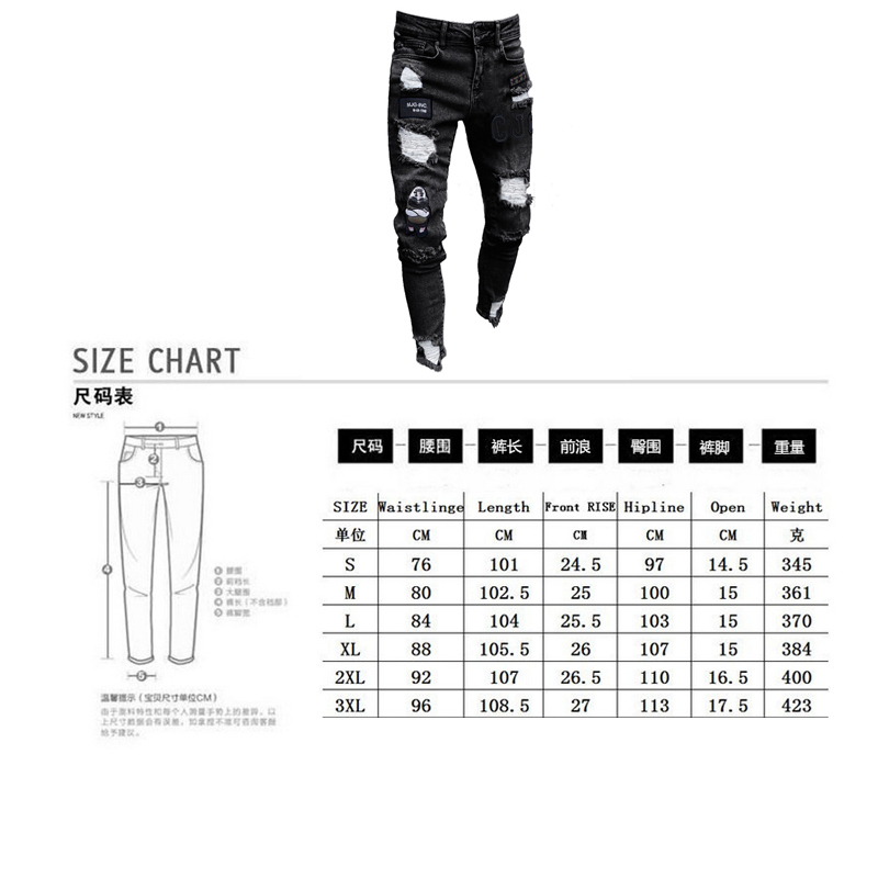 3 Styles Men Stretchy Ripped Skinny Biker Embroidery Print Jeans Destroyed Hole Taped Slim Fit Denim Scratched High Quality Jean 220408